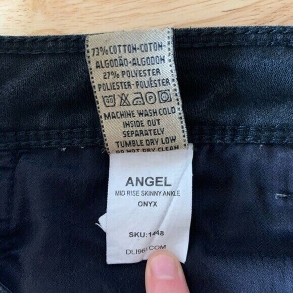 DL1961 Angel Jeans Mid Rise Skinny Ankle Black Onyx Women's Size 25 - Picture 6 of 7